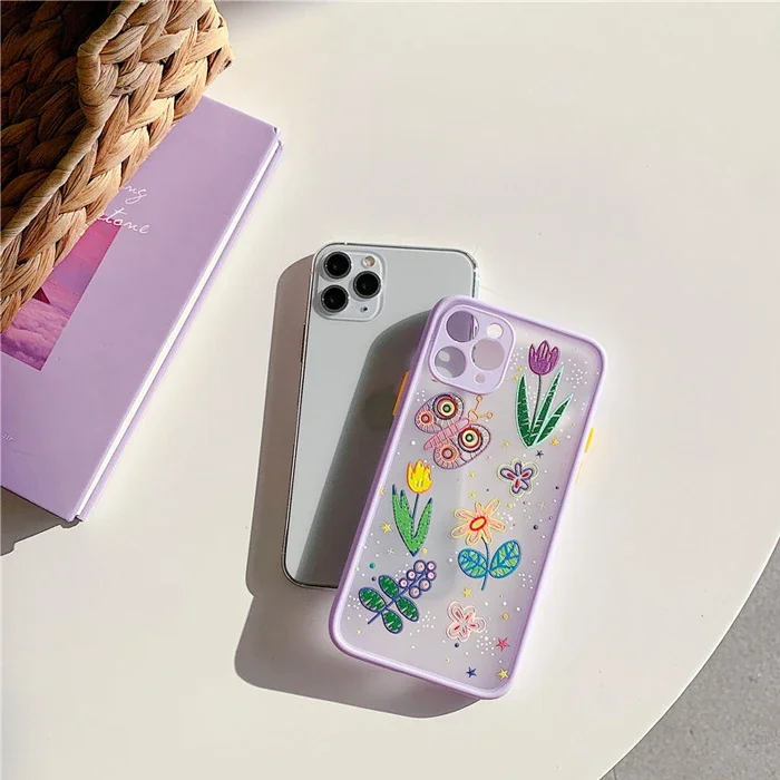 iPhone 11 Pro 5.8inç Kamera Korumalı Çiçek Desenli Silikon Kılıf-1852