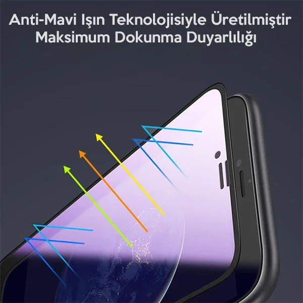 iPhone 11 Pro Blue Light Cam Ekran Koruyucu – Göz Yorgunluğu Önleyici 9H 3D Full Cover