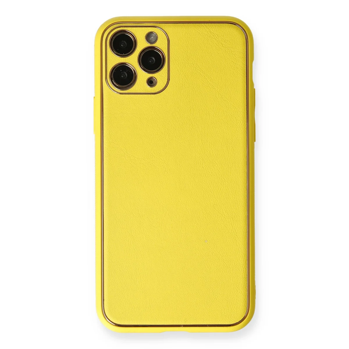 iPhone 11 Pro Coco Deri Görünümlü Silikon Kılıf - Sarı