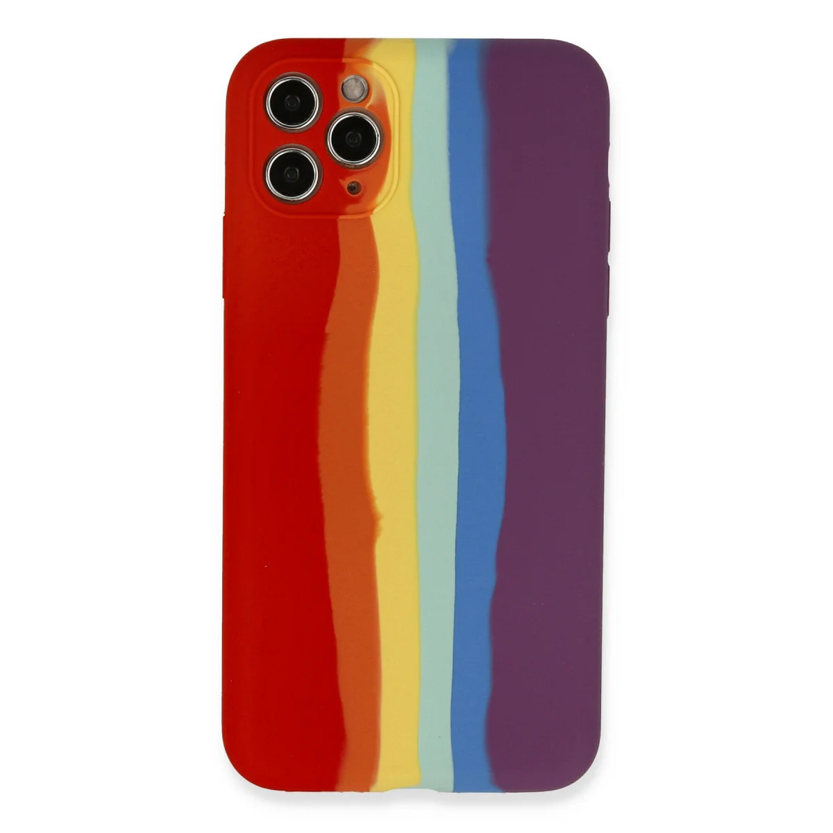 iPhone 11 Pro Ebruli Lansman Silikon Kılıf - Kırmızı-Mor