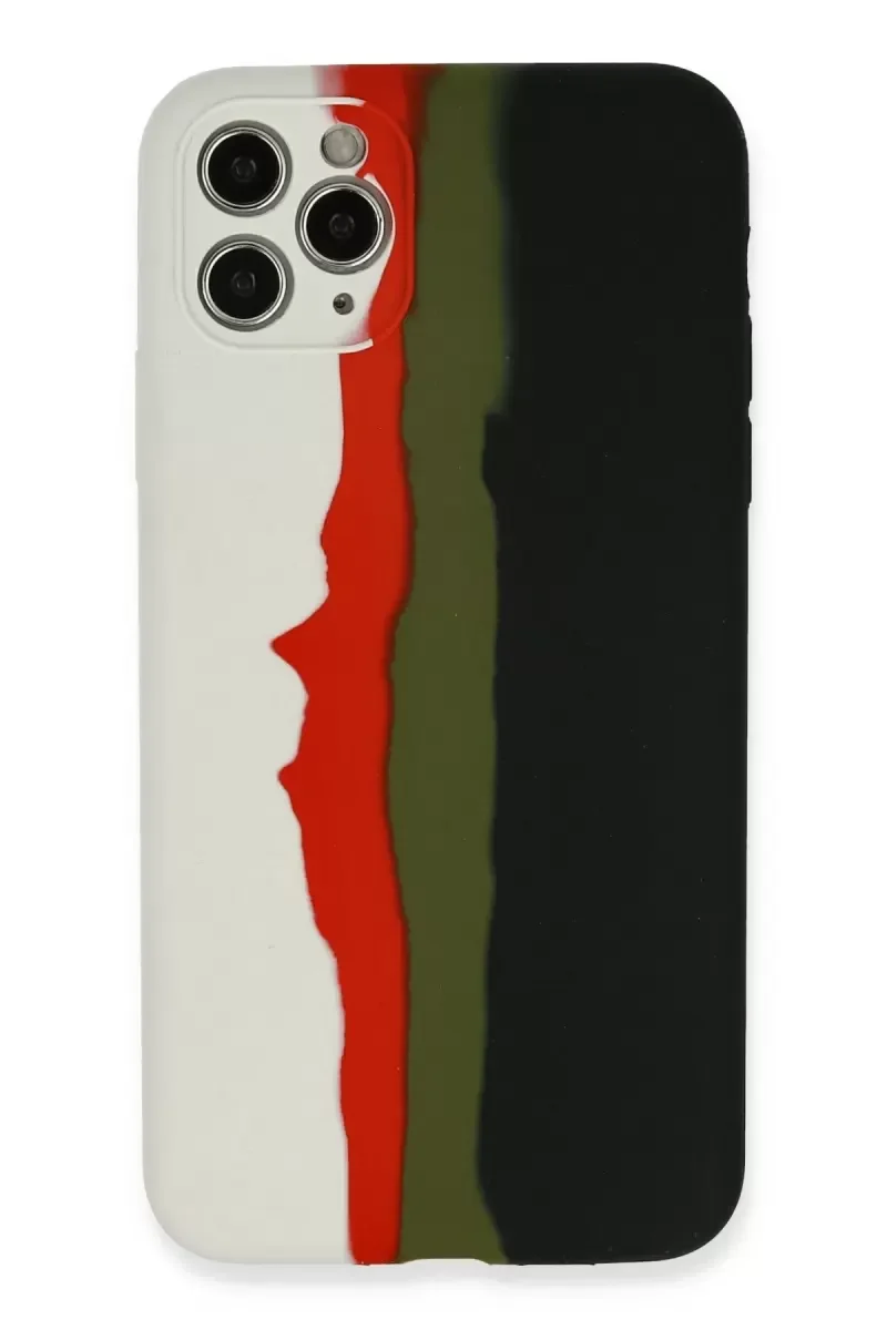 iPhone 11 Pro ile Uyumlu Lansman Silikon Kılıf - Beyaz/Siyah, Leke Tutmaz