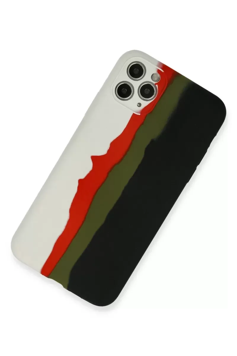 iPhone 11 Pro ile Uyumlu Lansman Silikon Kılıf - Beyaz/Siyah, Leke Tutmaz