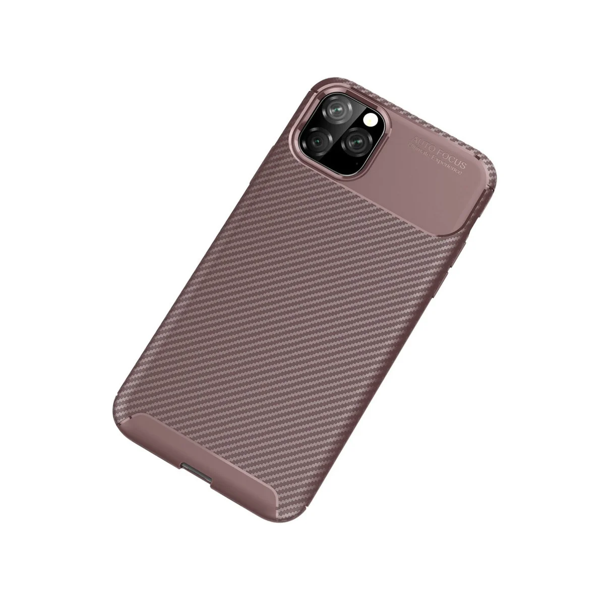 iPhone 11 Pro Karbon Fiber Kılıf Auto Focus - Kahverengi - Çizilmelere Karşı Koruma ve Estetik
