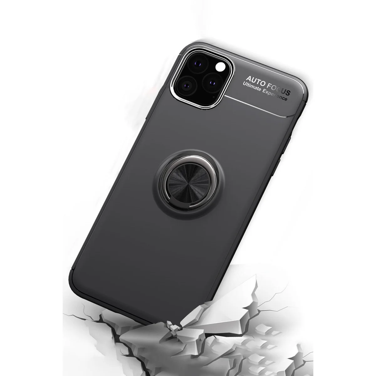 iPhone 11 Pro Kılıf Range Yüzüklü Silikon - Mavi Esnek Kılıf - 360° Dönebilir Otomatik Dönüşlü Kılıf
