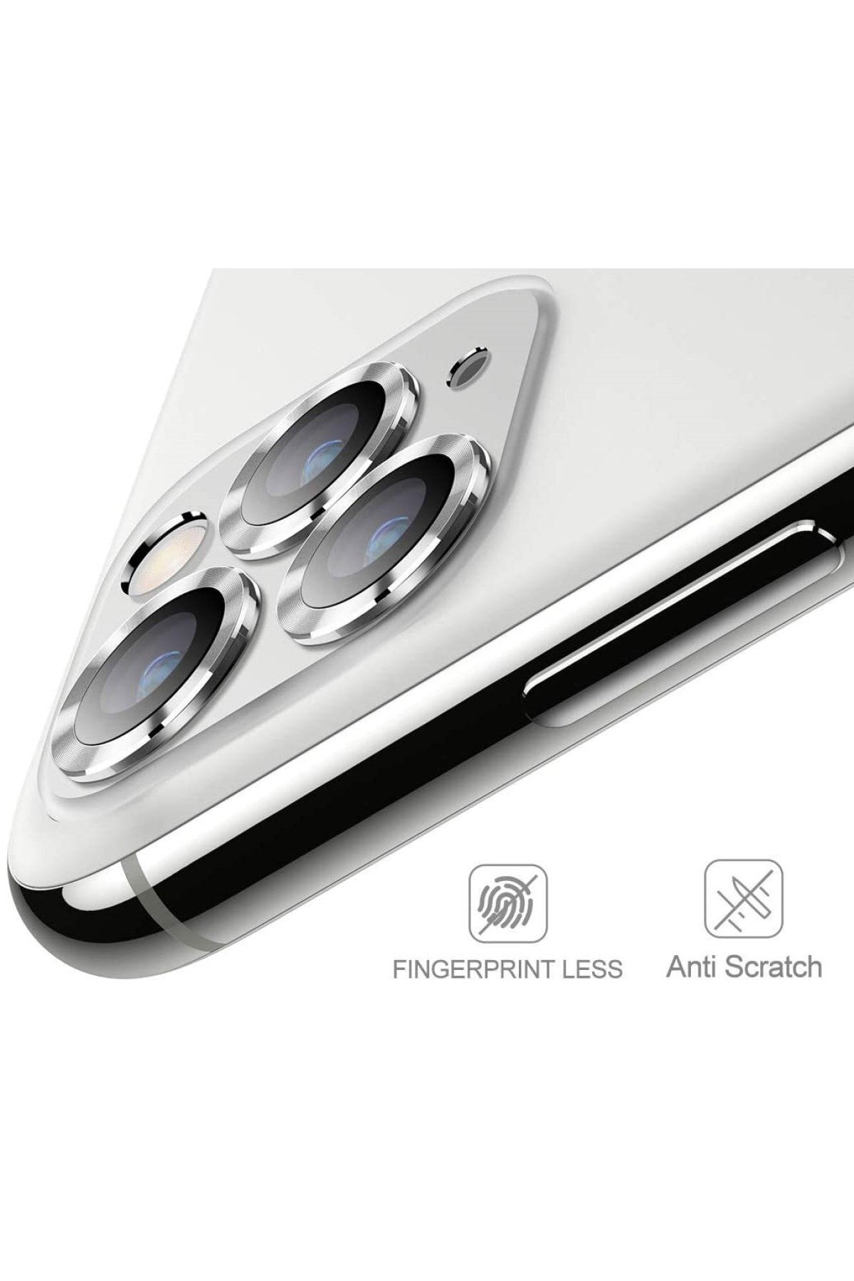 Iphone 11 Pro Metal Çerçeveli (beyaz) Kamera Koruma Lensi