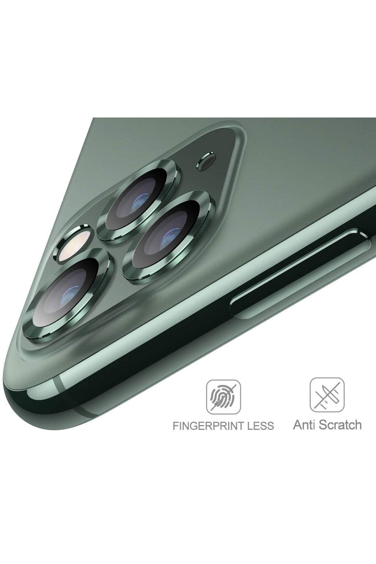 Iphone 11 Pro Max Metal Çerçeveli (yeşil) Kamera Koruma Lensi