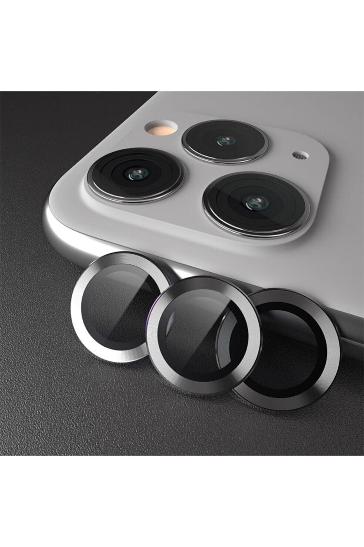 Iphone 11 pro max 12 pro Kamera Koruyucu silver Çerçeveli uyumlu