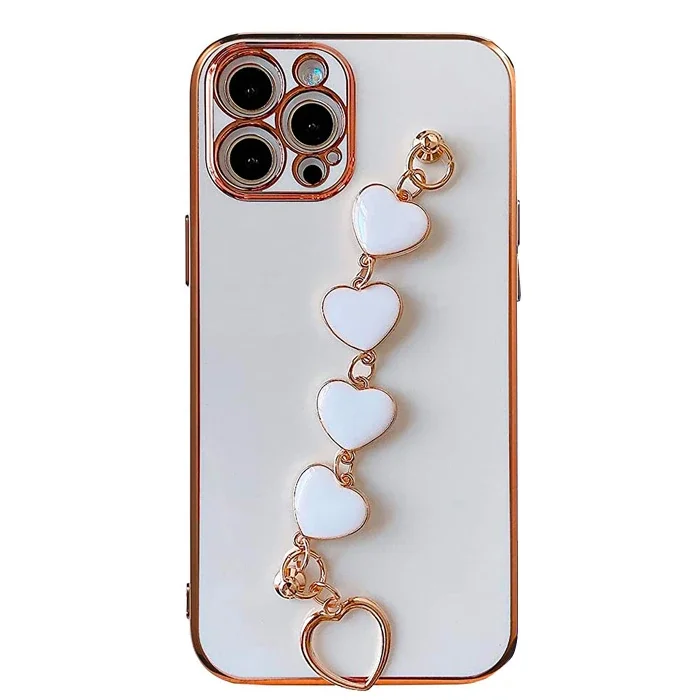 iPhone 11 Pro Max 6.5" Kalp Bileklikli Silikon Kılıf - Antikayma Lüks Askılı