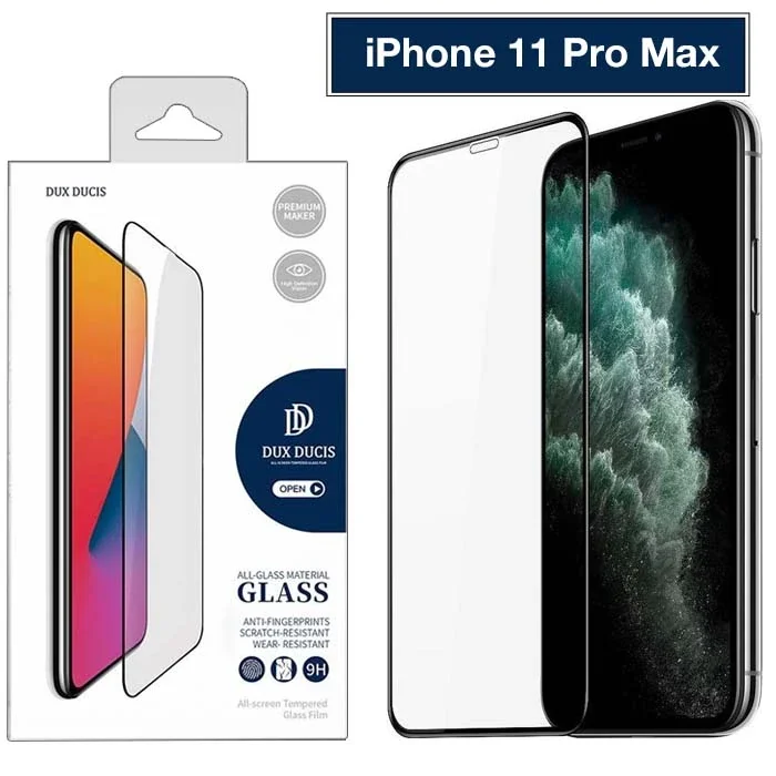 iPhone 11 Pro Max Full Kaplama 10D Temperli Cam Ekran Koruyucu - Darbe Emici Kırılmaz Cam