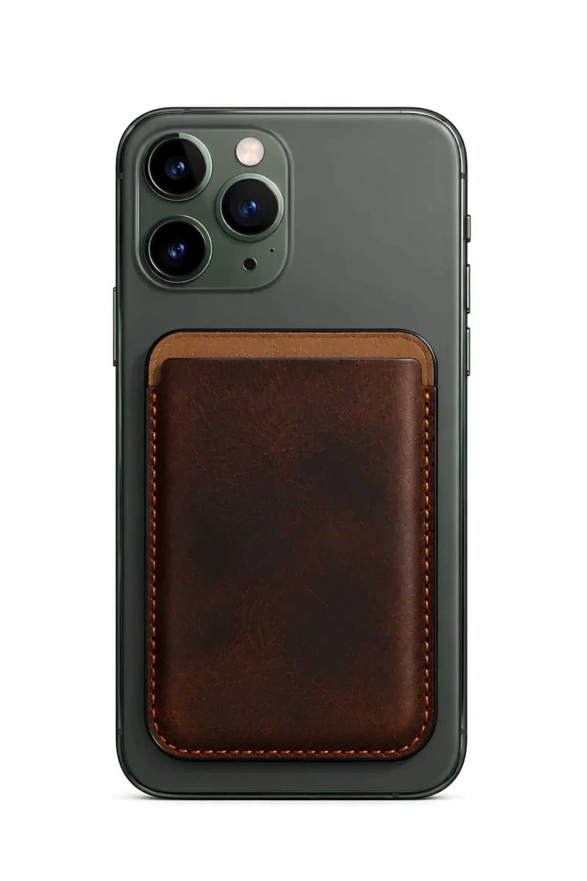 iPhone 11 Pro Max Heritage Hakiki Deri Cüzdan Magsafe Vintage Kahverengi