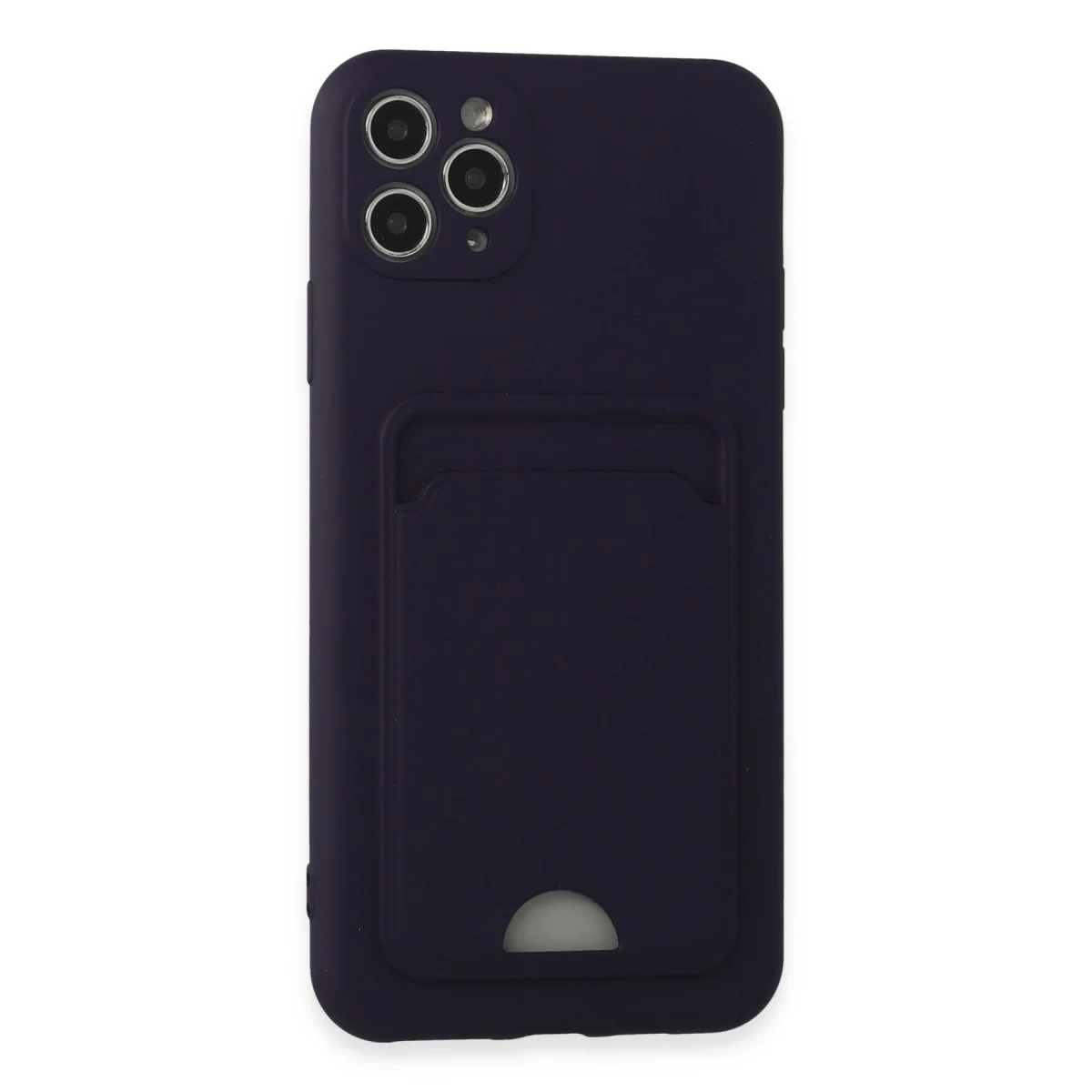 iPhone 11 Pro Max Kartvizitli Silikon Kılıf Derin Mor - Premium Koruma ve İşlemci