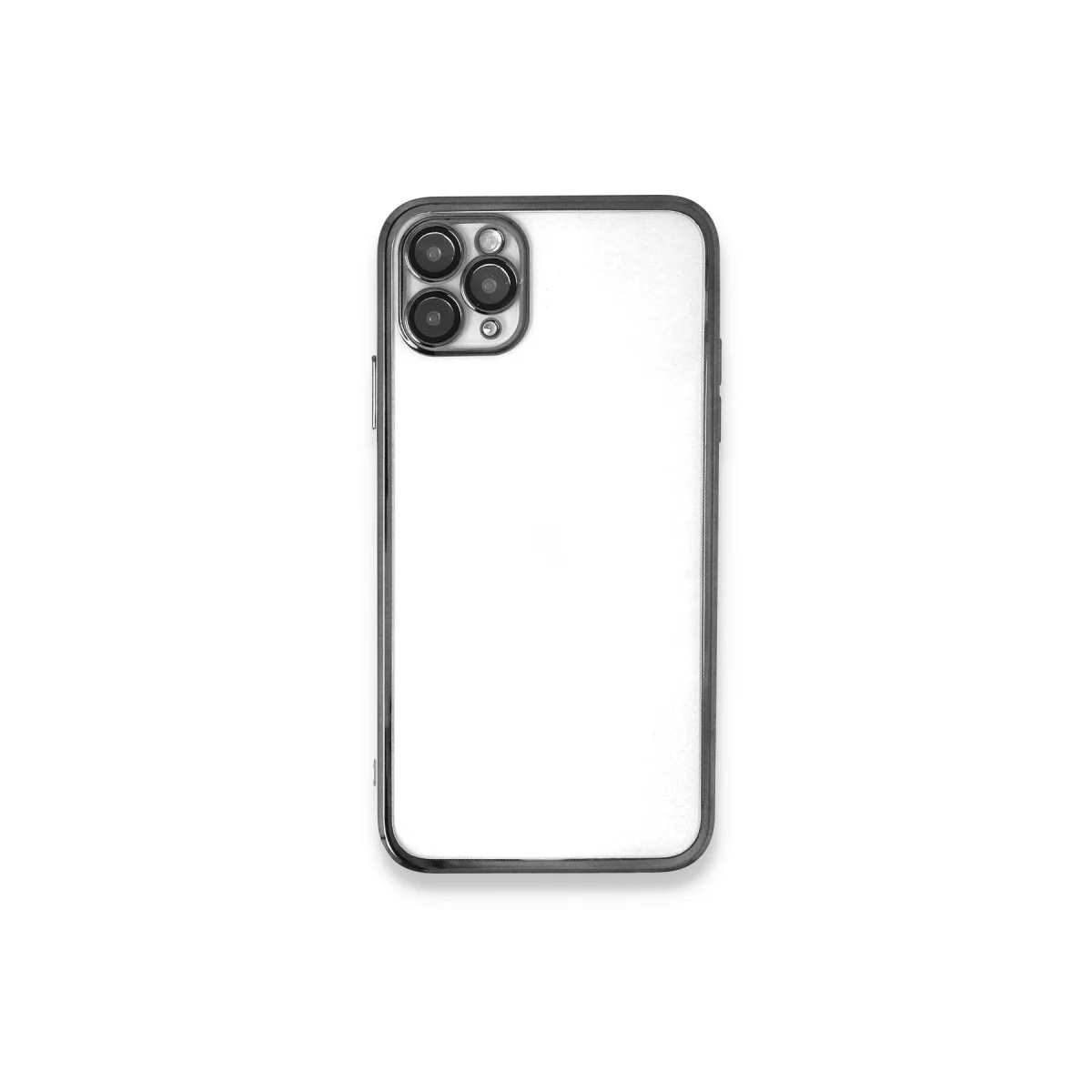 iPhone 11 Pro Max Kılıf Razer Lensli Silikon Gümüş - Şeffaf, Silikon ve Yüksek Koruma