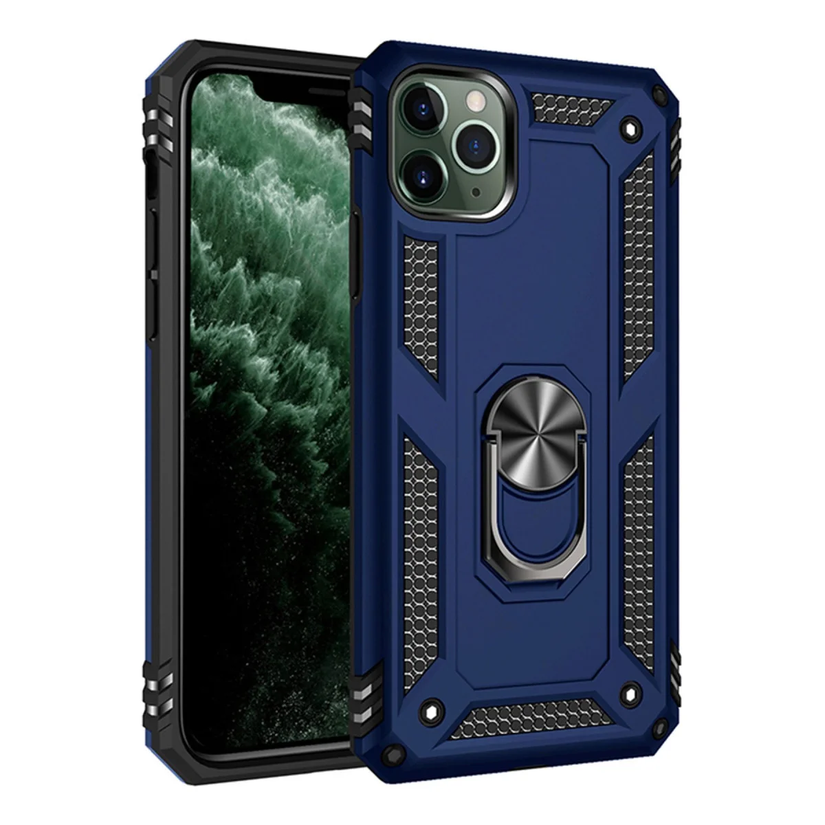 iPhone 11 Pro Max Kılıf: Ultra Koruma ve Şık Tasarım - Sofya Yüzüklü Silikon Kapak (Lacivert)