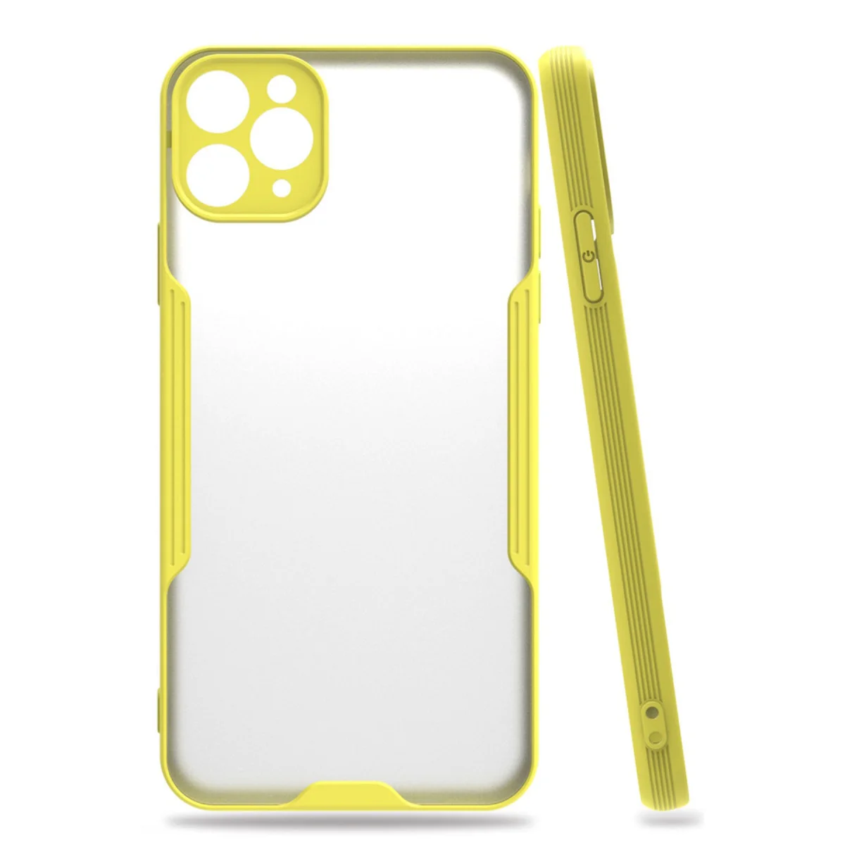 iPhone 11 Pro Max Kılıf Platin Silikon - Sarı Koruma Kılıfı