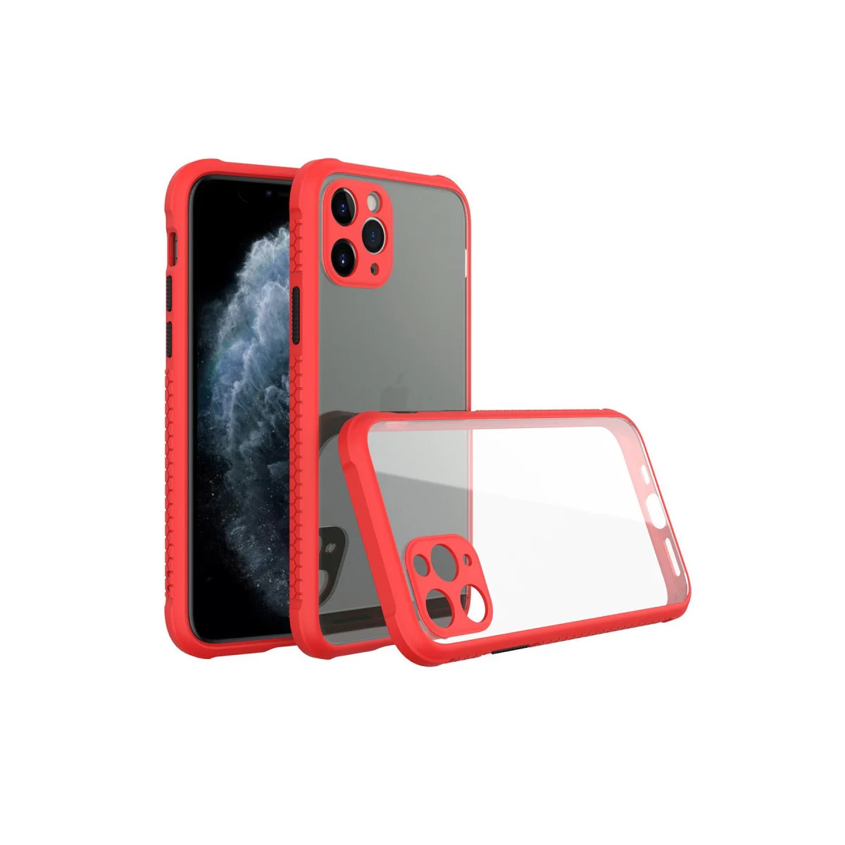 iPhone 11 Pro Max Miami Şeffaf Silikon Kılıf Kırmızı - %100 Uyumlu Koruma ve Estetik
