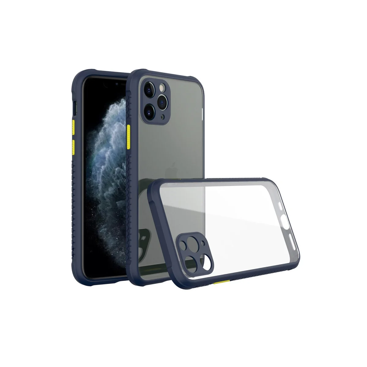 iPhone 11 Pro Max Miami Şeffaf Silikon Kılıf - Lacivert