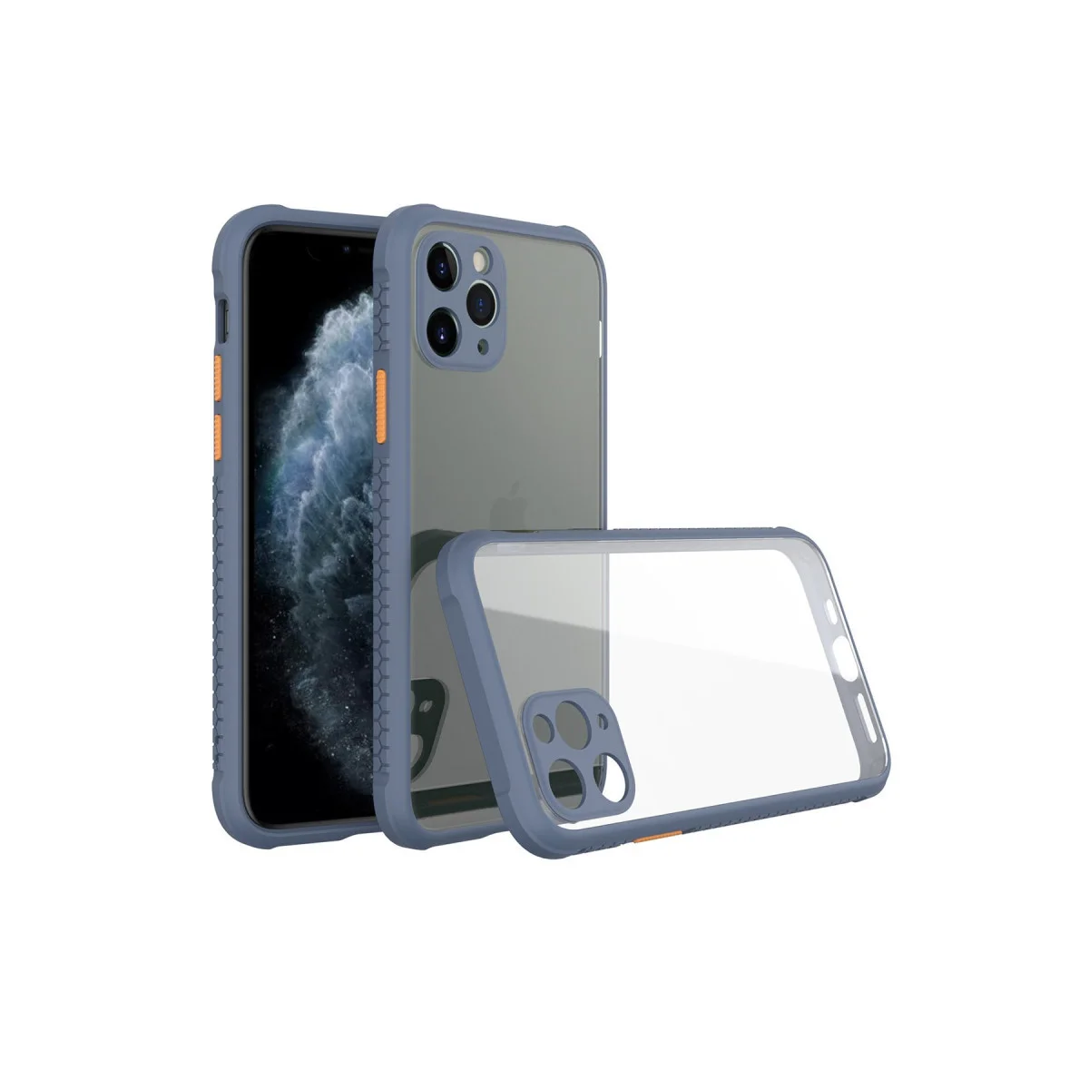 iPhone 11 Pro Max Miami Şeffaf Silikon Kılıf - Gri