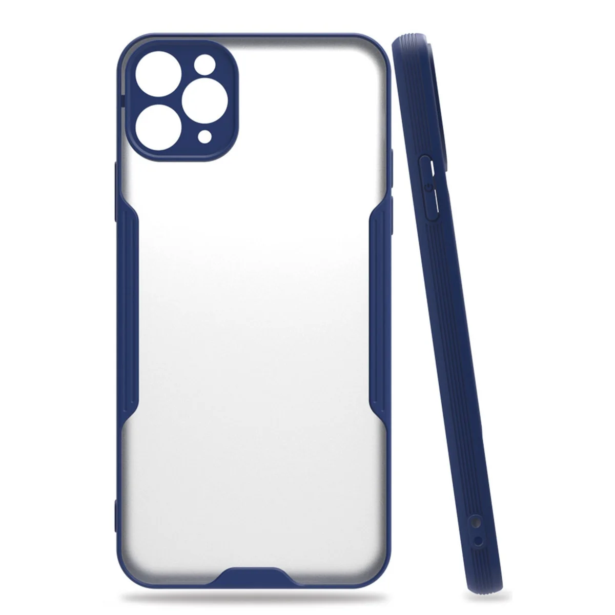 iPhone 11 Pro Max Platin Silikon Kılıf - Lacivert (BPA Free, TPU + Fiber)