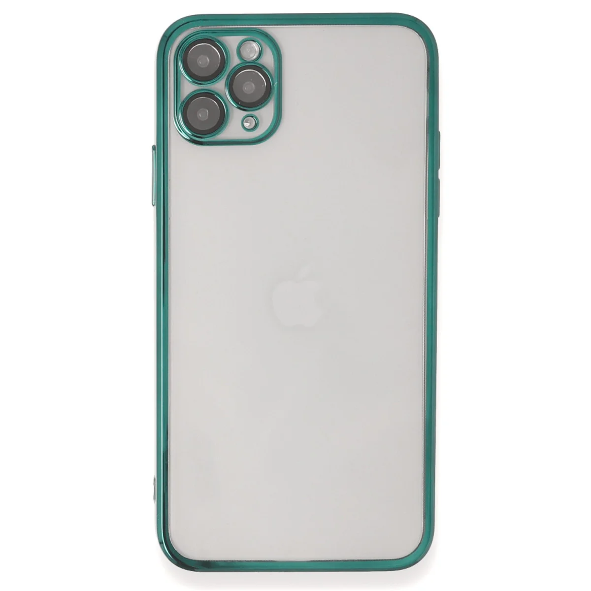 iPhone 11 Pro Max Razer Lensli Silikon Kılıf Yeşil - Şeffaf, 4 Köşe Darbe Emici ve Estetik Koruma