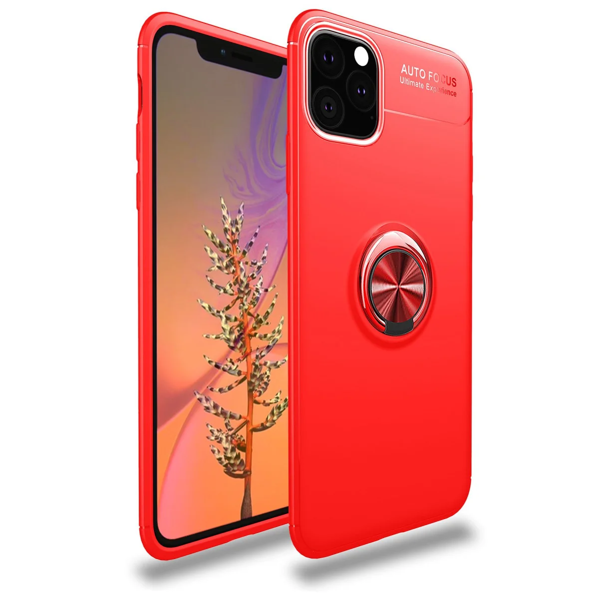 iPhone 11 Pro Max Range Ring Kılıf - Kırmızı, Magnetik Tutucu ve Masa Standı Özellikli Silikon Kılıf