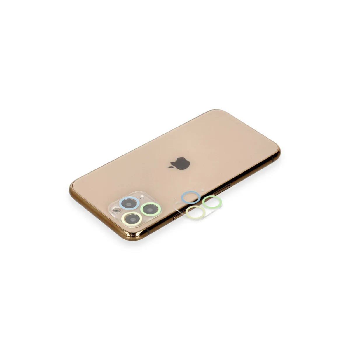 iPhone 11 Pro Max Renkli Kamera Lens Koruma Camı Yeşil-Sarı - Çizilmelere Karşı Dayanıklı, Optik Kalite, Tam Kaplama