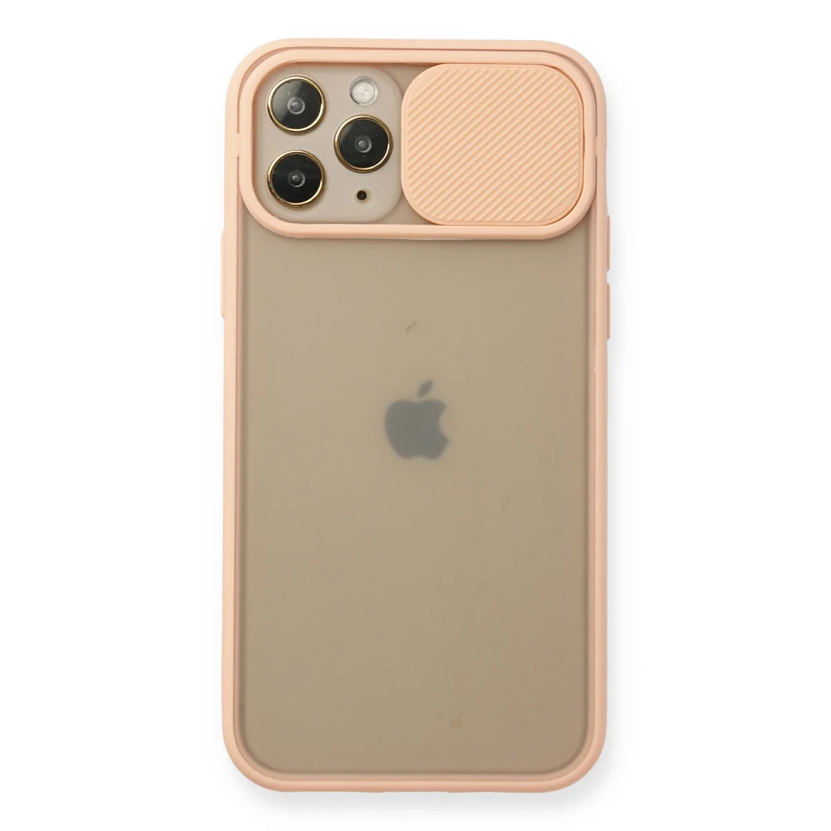 iPhone 11 Pro Pembe Buzlu Kamera Sürgülü Silikon Kılıf