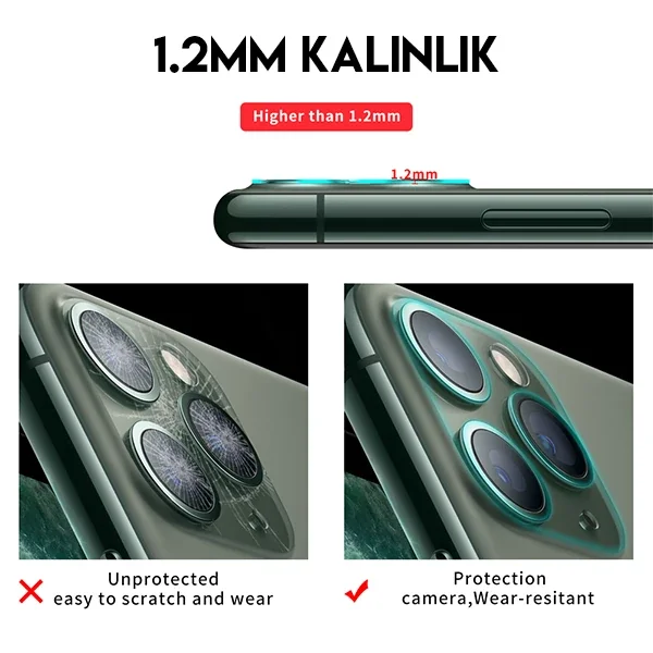 iPhone 11 Pro / Pro Max Kamera Camı Koruyucu – Kırılmaz Temperli Cam