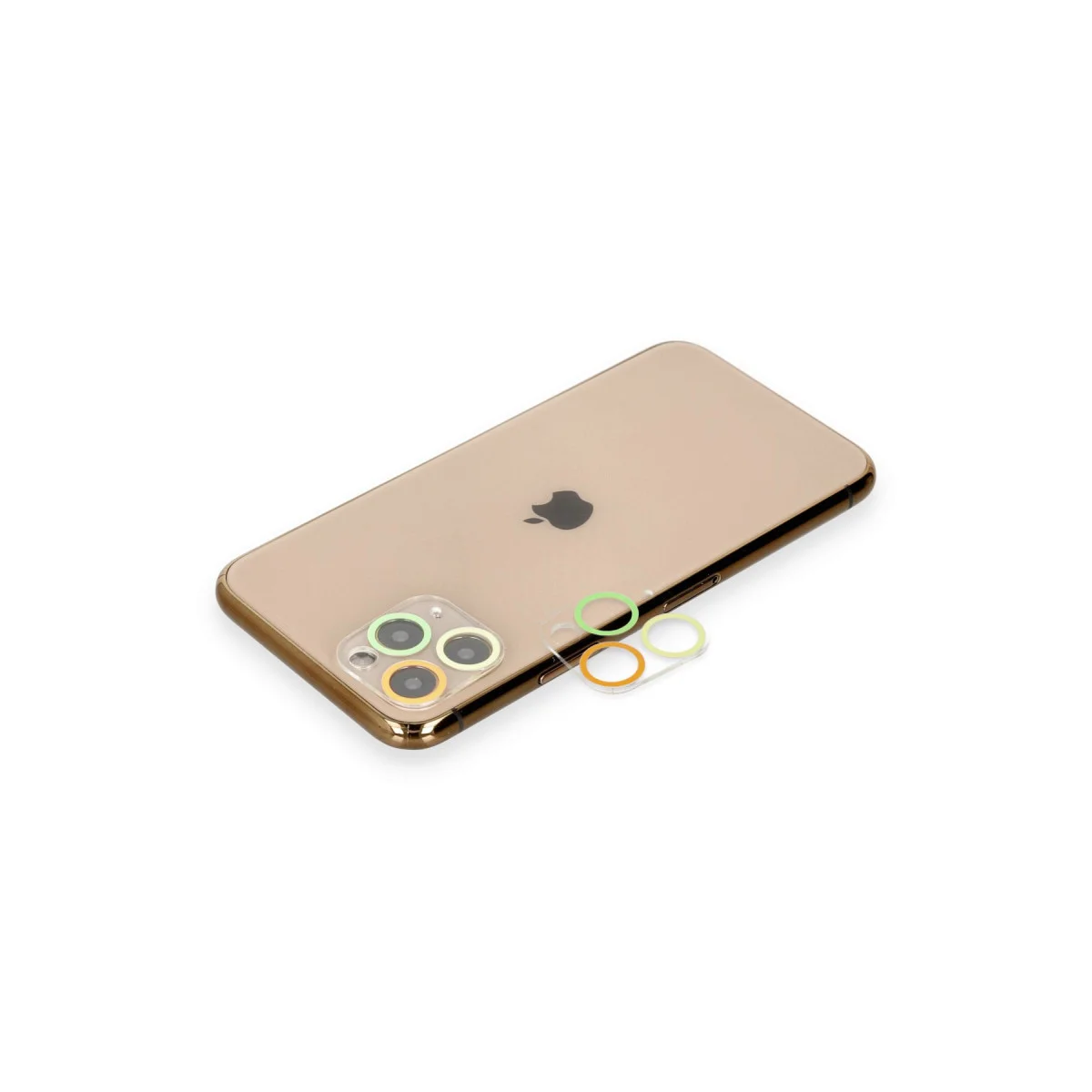 iPhone 11 Pro Renkli Kamera Lens Koruma Camı - Sarı-Turuncu