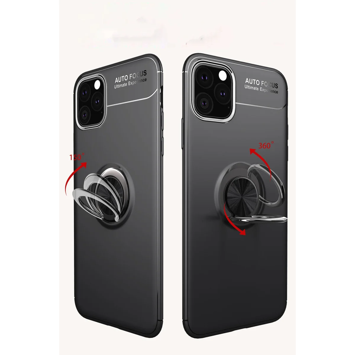 iPhone 11 Pro Silikon Kılıf Range Ring - Kırmızı, 360° Dönebilir Masa Standı