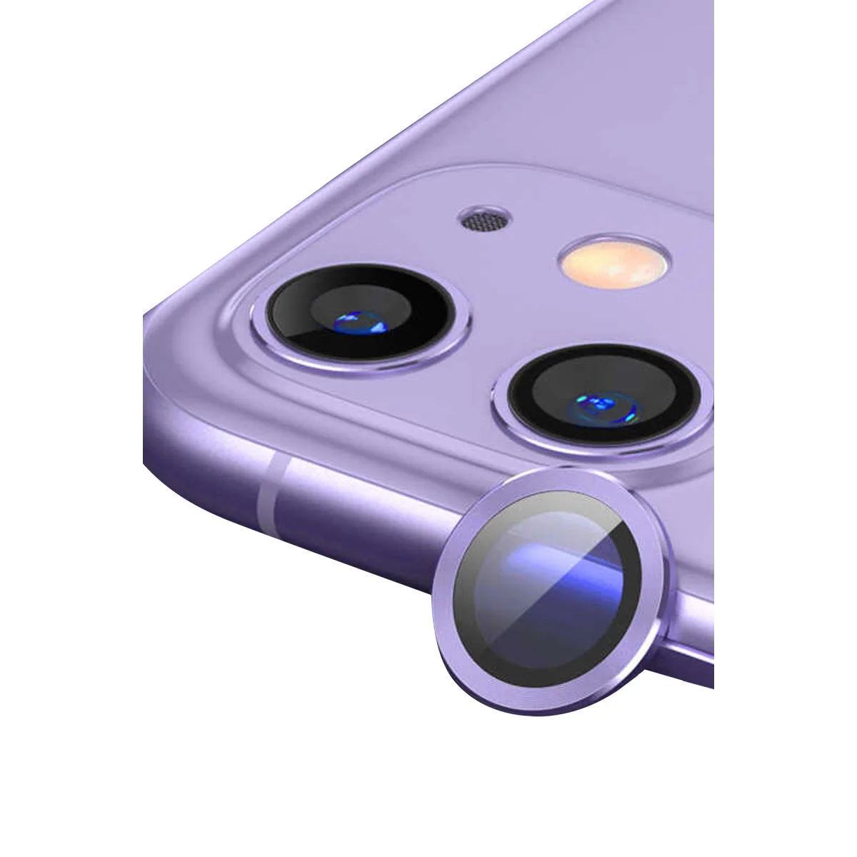 iPhone 11 Raze Metal Kamera Lens Koruyucu - Mor (HD + AR Kaplama)