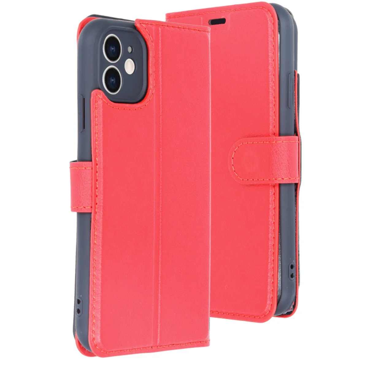 iPhone 11 Trend S Plus Kapaklı Kılıf - Kırmızı ve Çift Fırsatlı Koruma