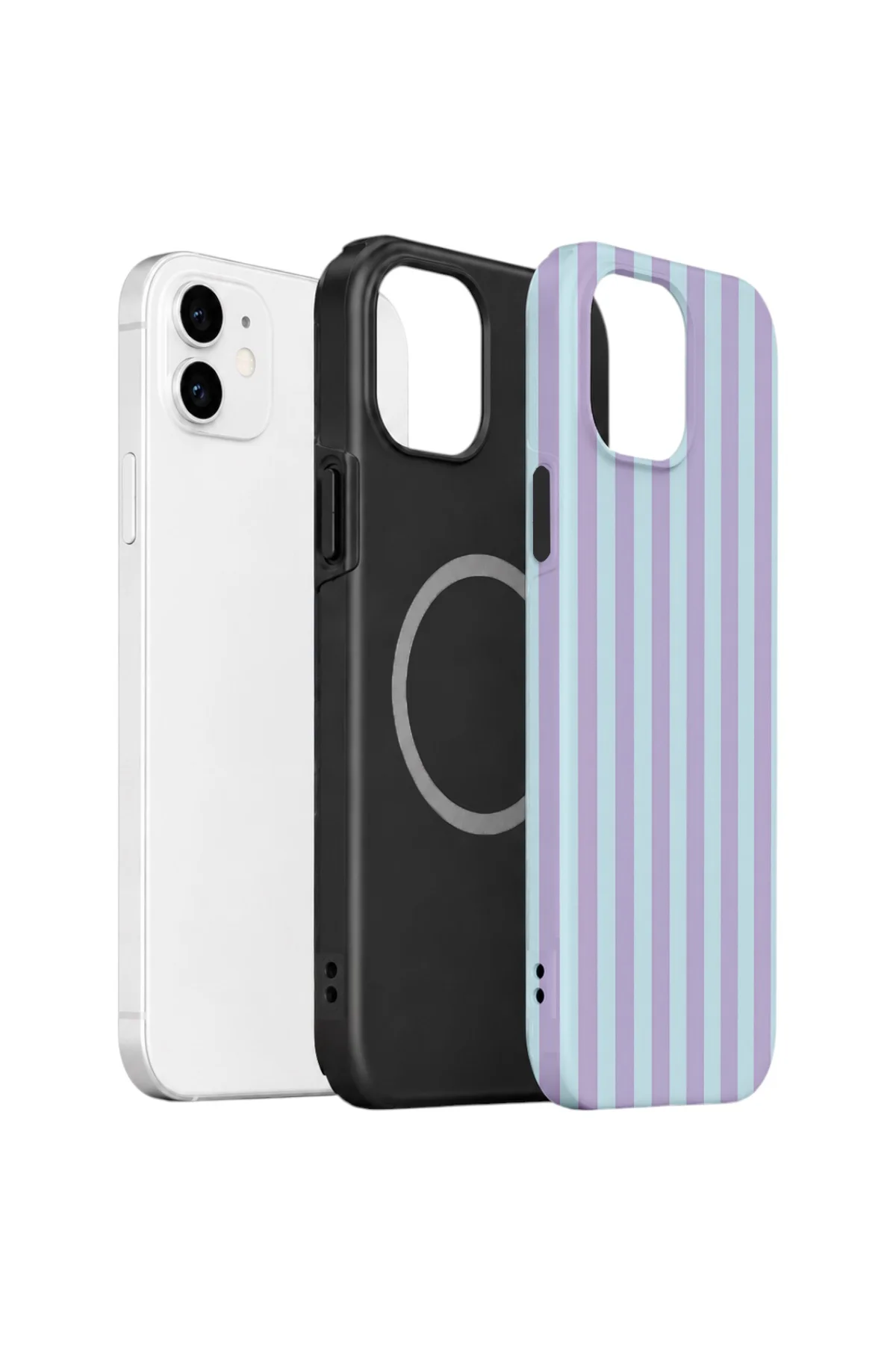 iPhone 11 Vorian Çift Katmanlı MagSafe Kılıf Lilac Riviera Stripe