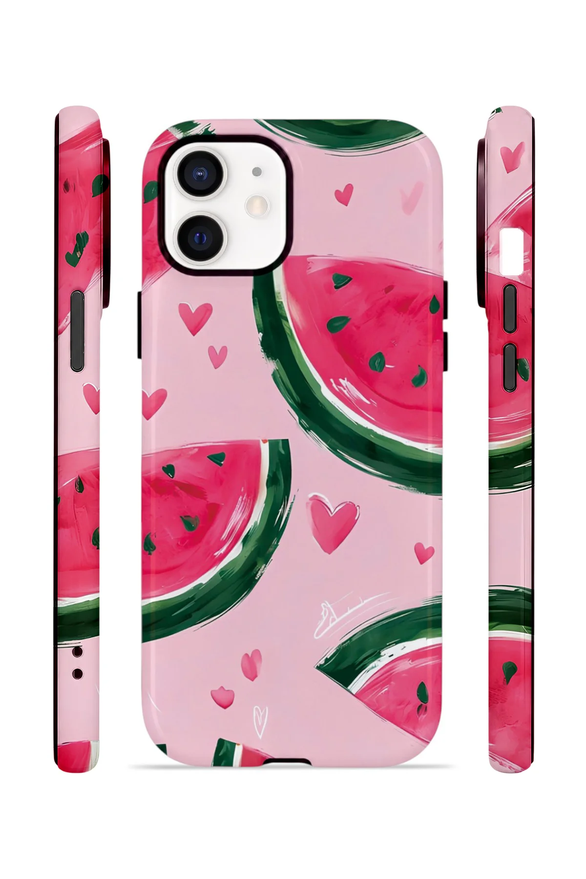iPhone 11 Vorian Çift Katmanlı Kılıf Watermelon Hearts