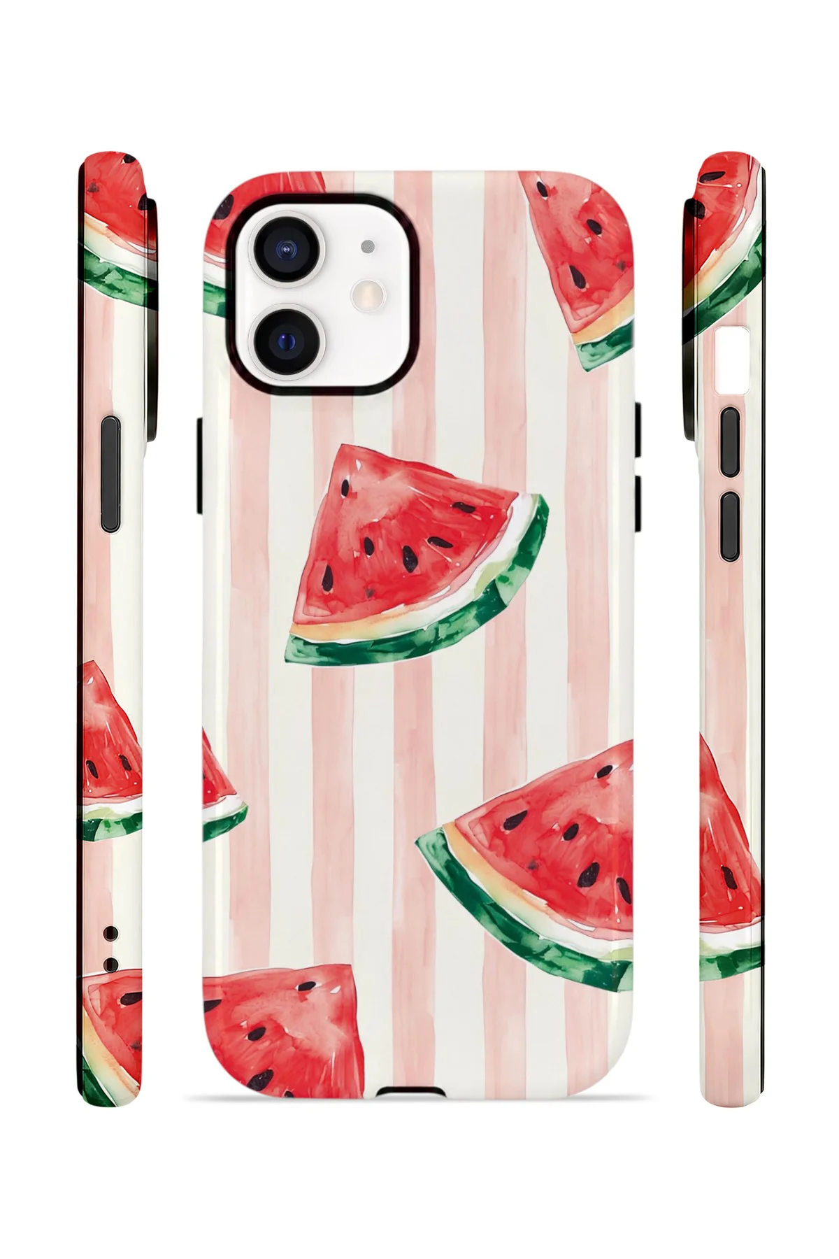 iPhone 11 Vorian Çift Katmanlı MagSafe Kılıf Watermelon Blush Stripe