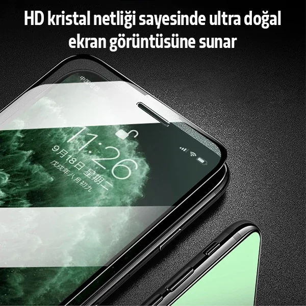 iPhone 11 / XR Mavi Işık & Yeşil Işık Engelleyici 9H Full Cover Göz Koruyucu Cam
