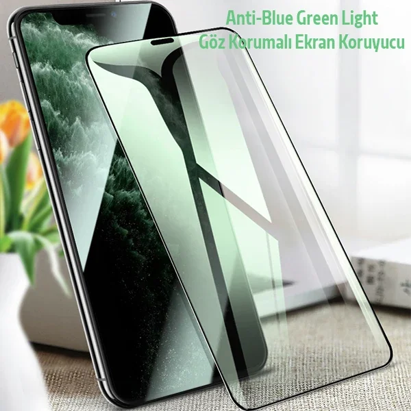 iPhone 11 / XR Mavi Işık & Yeşil Işık Engelleyici 9H Full Cover Göz Koruyucu Cam