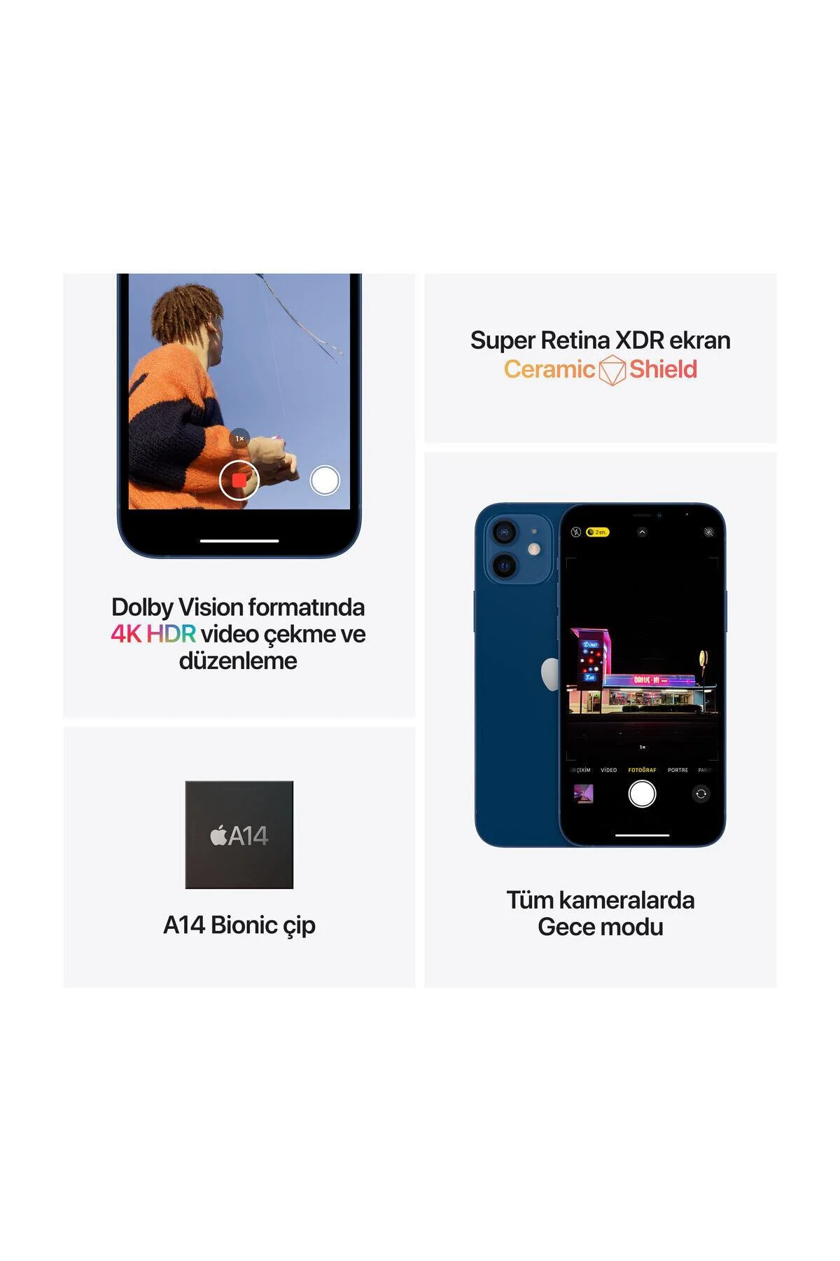 iPhone 12 256 GB Mor Cep Telefonu Aksesuarsız Kutu (Apple Türkiye Garantili)