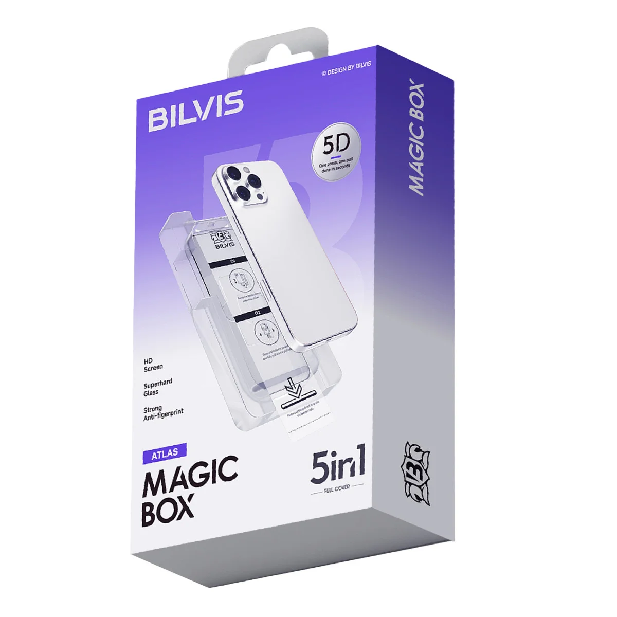 iPhone 12 Bilvis 5in1 3D Magic Cam Ekran Koruyucu - Siyah