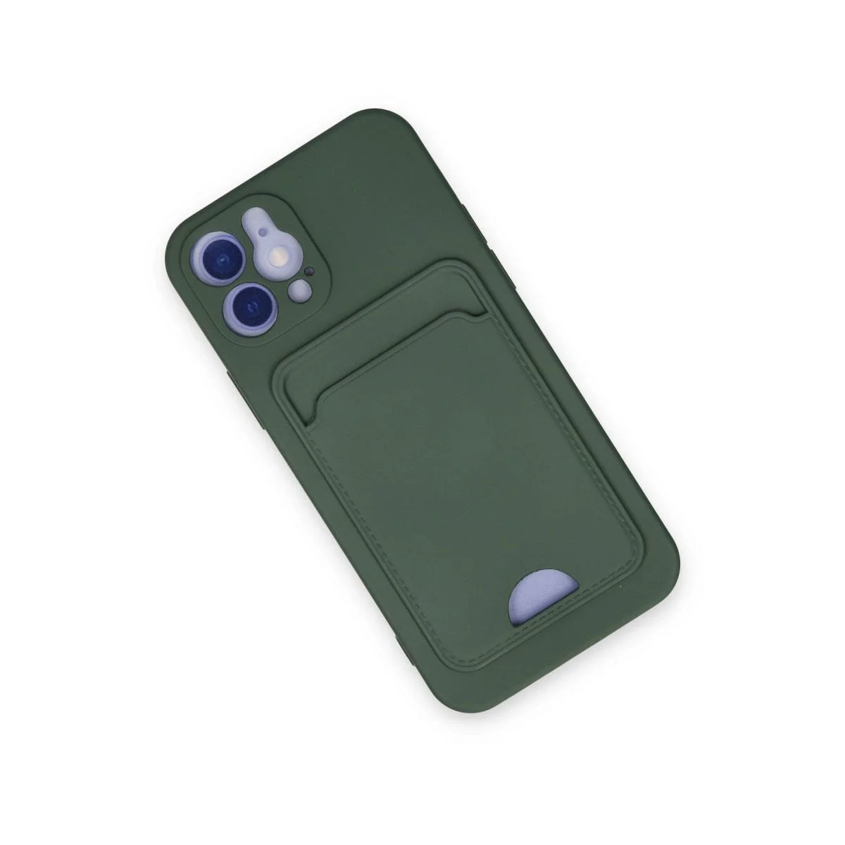 iPhone 12 ile Uyumlu Silikon Kılıf - Kartvizit Cebli Soft Touch Koyu Yeşil iPhone 12 ile Uyumlu Silikon Kılıf - Kartvizit Cebli Soft Touch Koyu Yeşil
