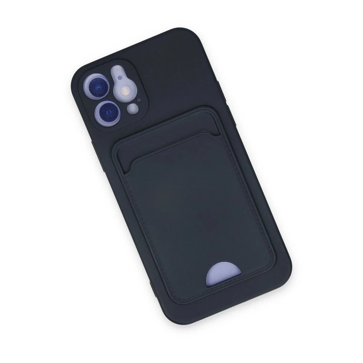 iPhone 12 ile Uyumlu Silikon Kılıf - Süet İç Yüzey, Kart Cebli, Parmak İzi Tutmaz, Lacivert iPhone 12 ile Uyumlu Silikon Kılıf - Süet İç Yüzey, Kart Cebli, Parmak İzi Tutmaz, Lacivert