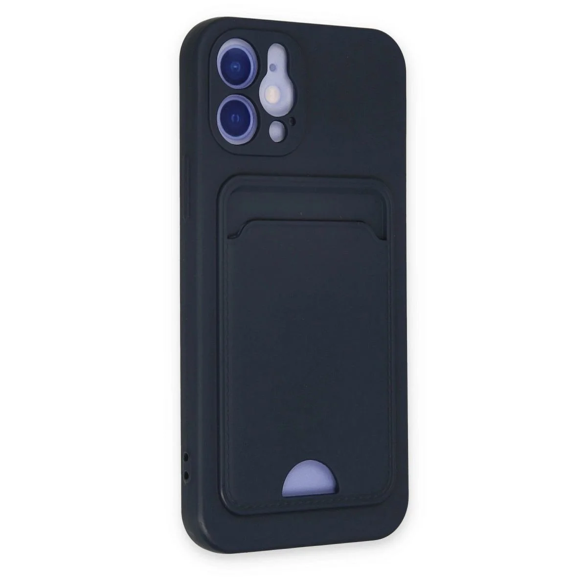 iPhone 12 ile Uyumlu Silikon Kılıf - Süet İç Yüzey, Kart Cebli, Parmak İzi Tutmaz, Lacivert iPhone 12 ile Uyumlu Silikon Kılıf - Süet İç Yüzey, Kart Cebli, Parmak İzi Tutmaz, Lacivert