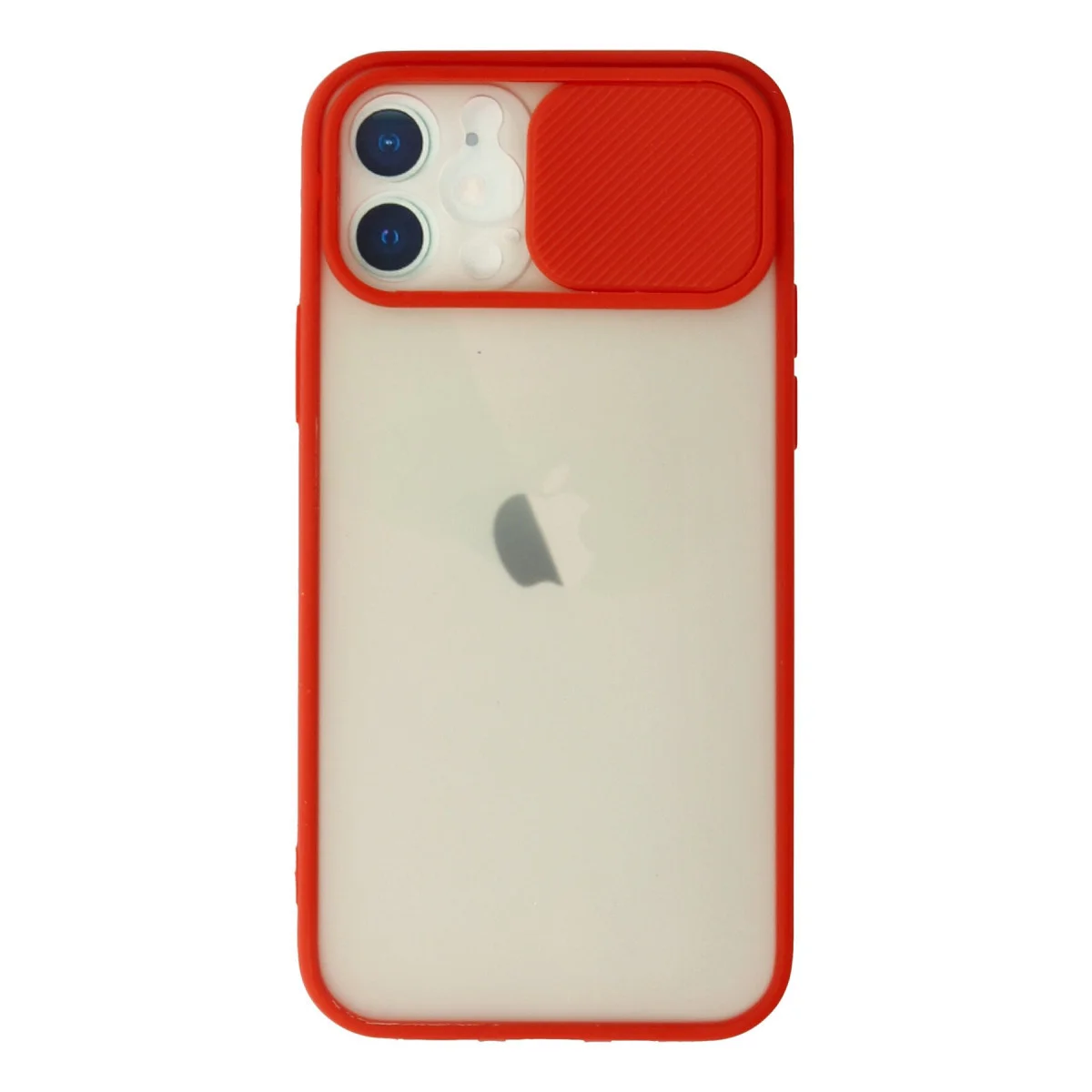 iPhone 12 Kamera Sürgülü Palm Buzlu Kılıf - Kırmızı