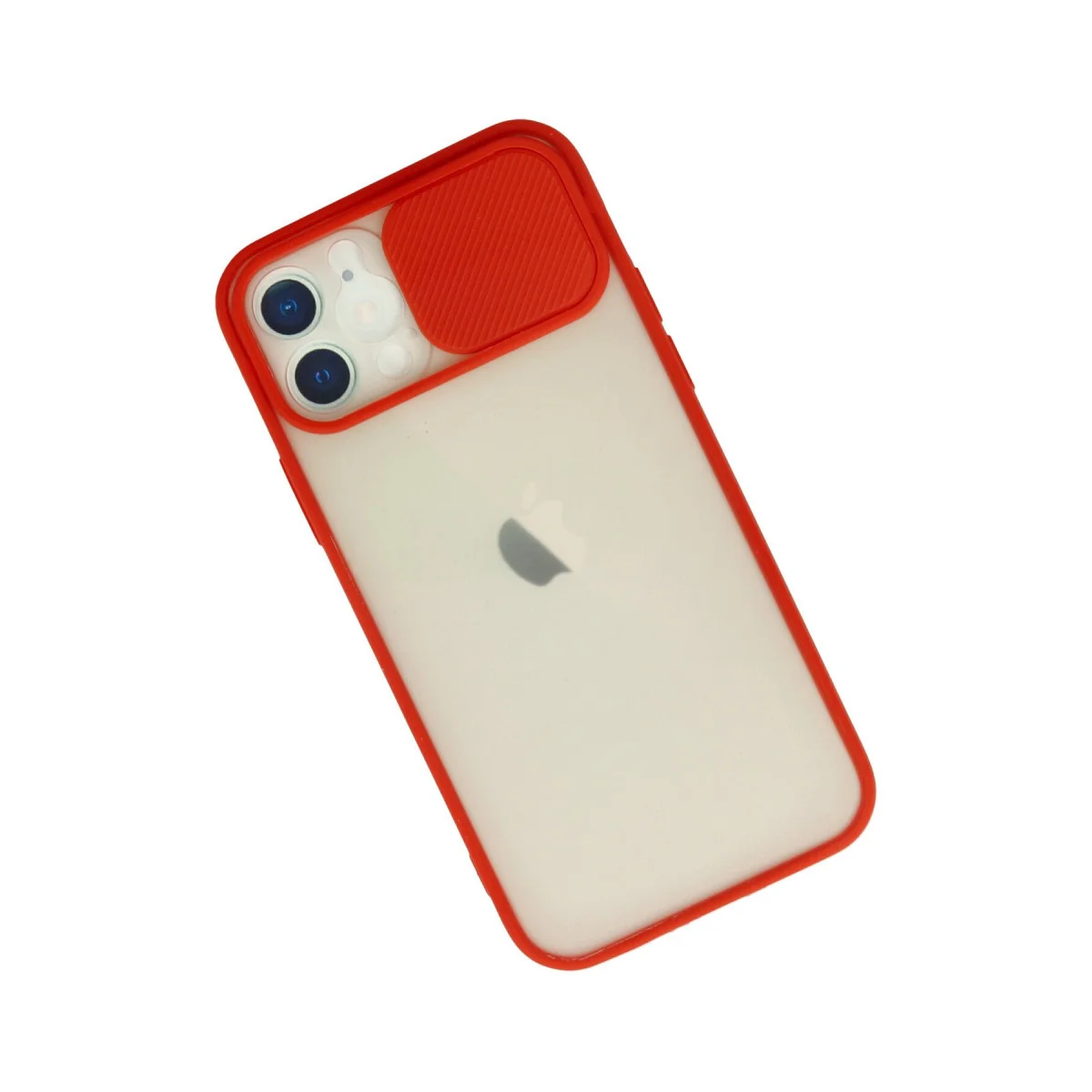 iPhone 12 Kamera Sürgülü Palm Buzlu Kılıf - Kırmızı