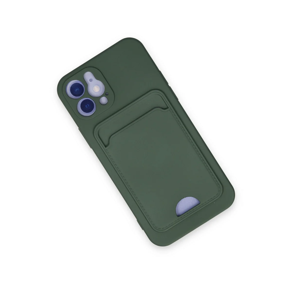 iPhone 12 Kelvin Kartvizitli Silikon Kılıf - Koyu Yeşil