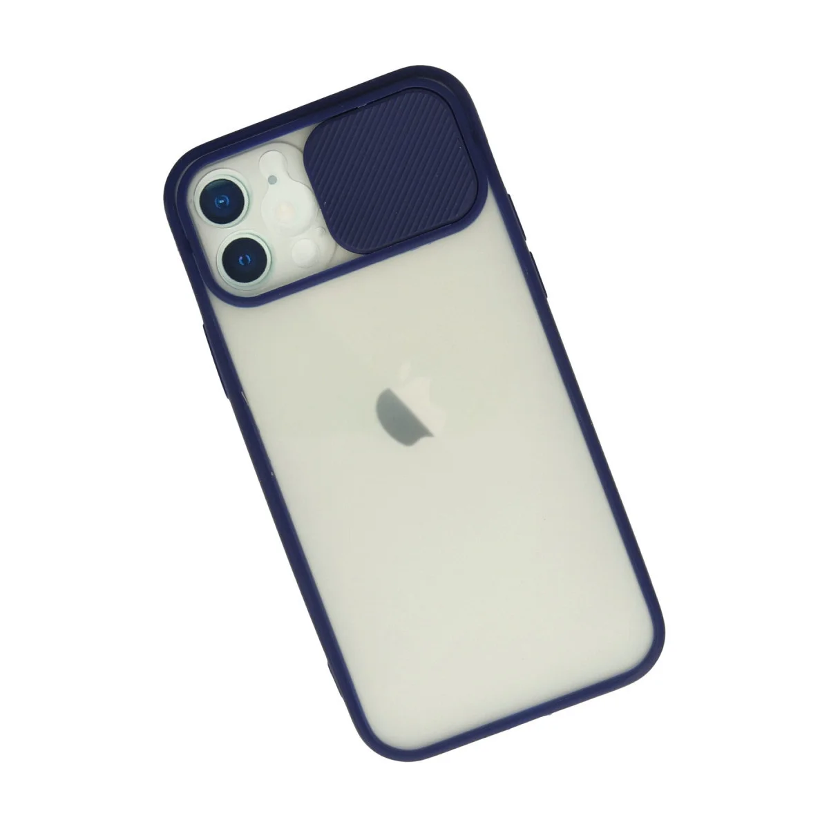 iPhone 12 Kılıf Buzlu Kamera Sürgülü Silikon - Lacivert