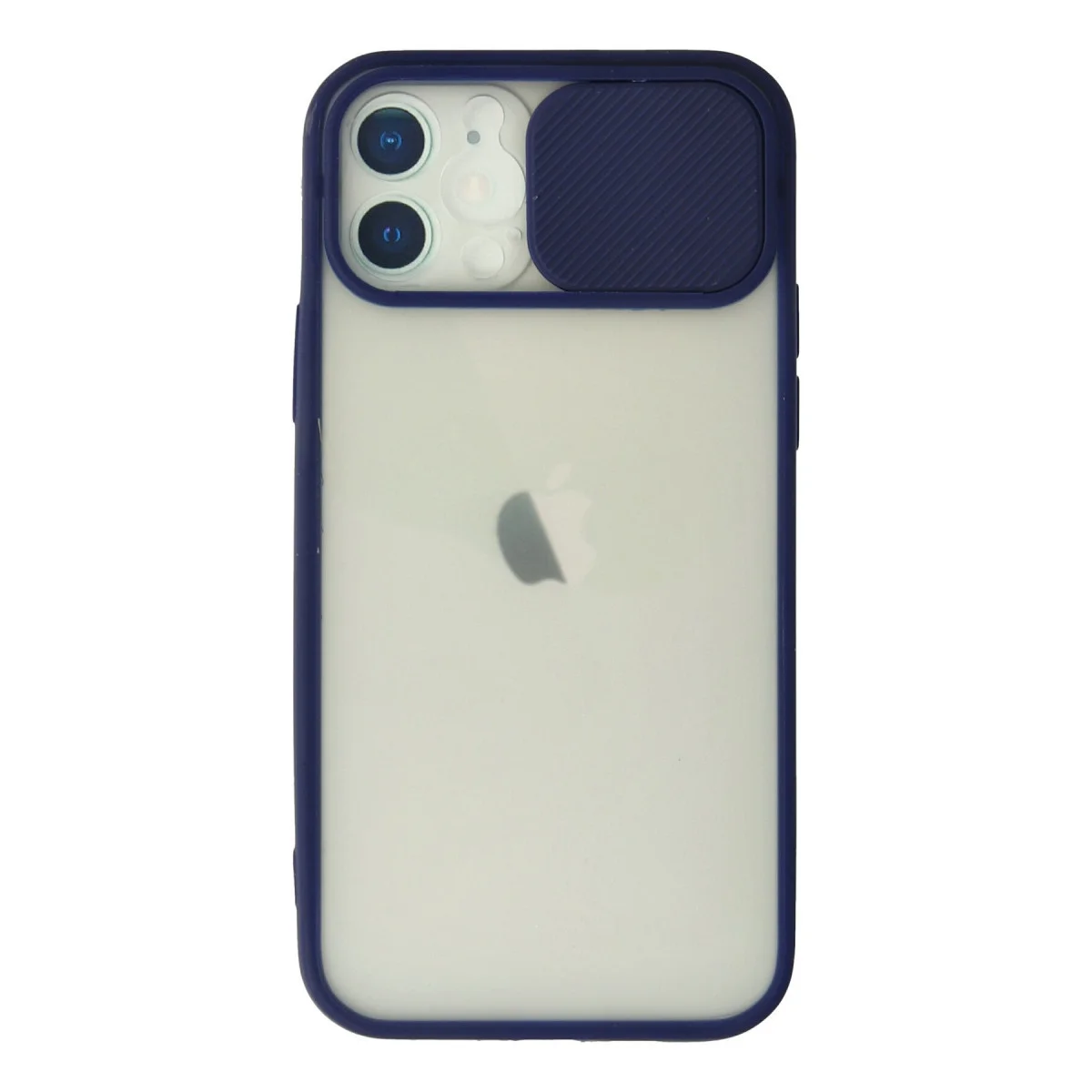 iPhone 12 Kılıf Buzlu Kamera Sürgülü Silikon - Lacivert