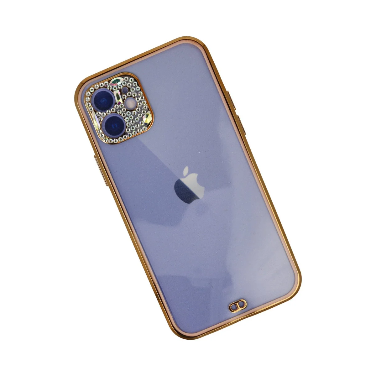 iPhone 12 Kılıf Liva Taşlı Silikon - Pembe Şok Emici Elden Kaymaz