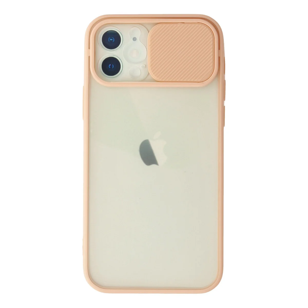 iPhone 12 Kılıf Pembe Buzlu Kamera Sürgülü Silikon - Şık ve Koruyucu Kılıf