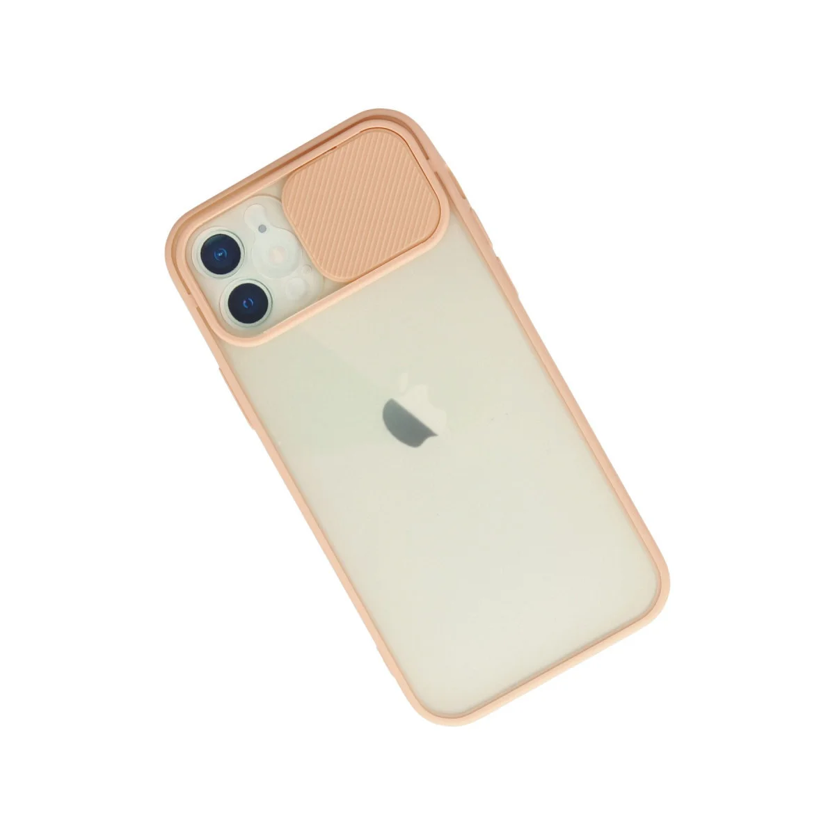 iPhone 12 Kılıf Pembe Buzlu Kamera Sürgülü Silikon - Şık ve Koruyucu Kılıf