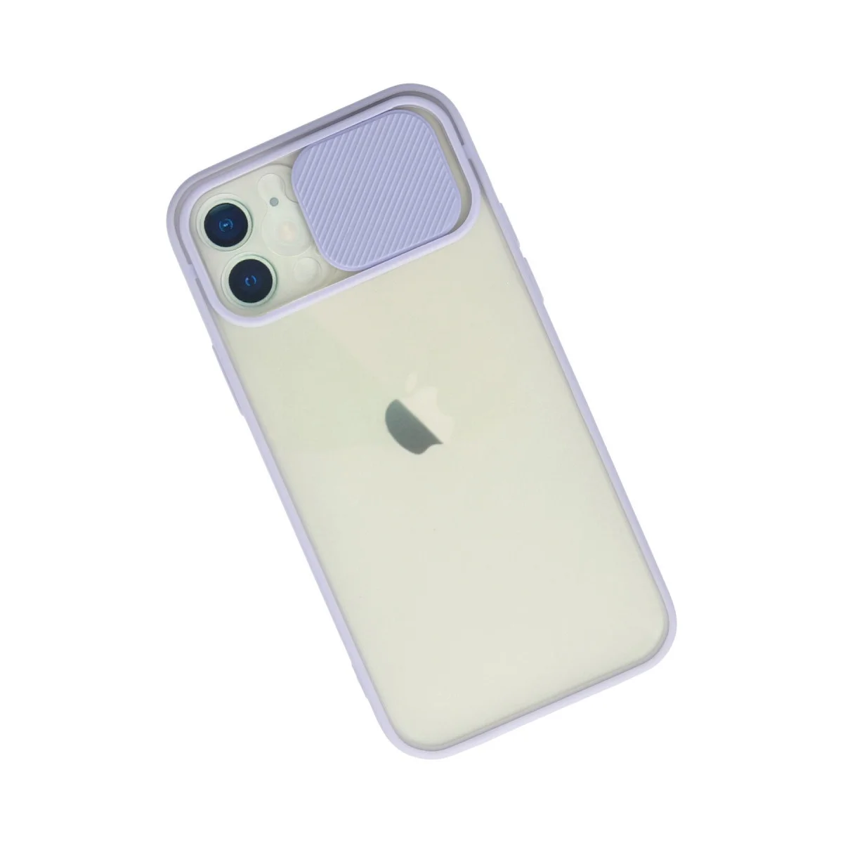 iPhone 12 Lila Buzlu Kılıf - Kamera Kalkanlı Silikon